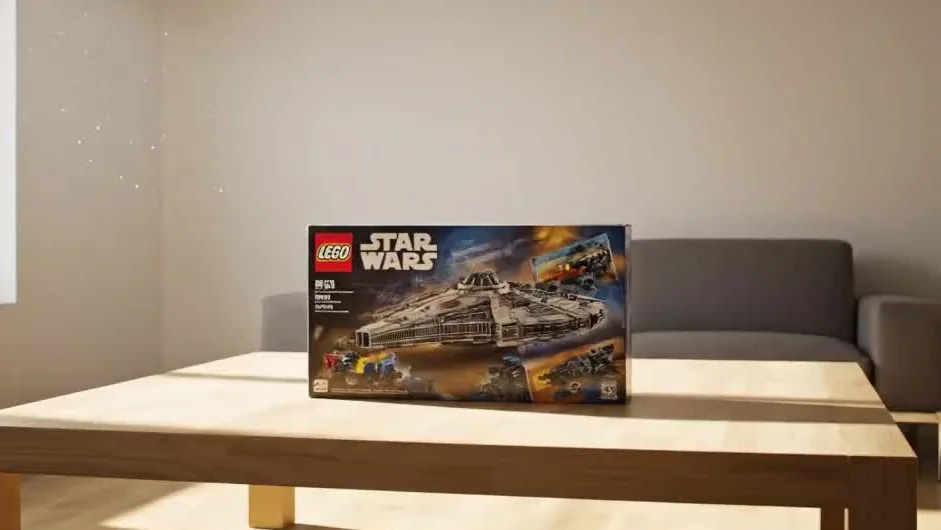 A sealed LEGO Star Wars Millennium Falcon box explosion