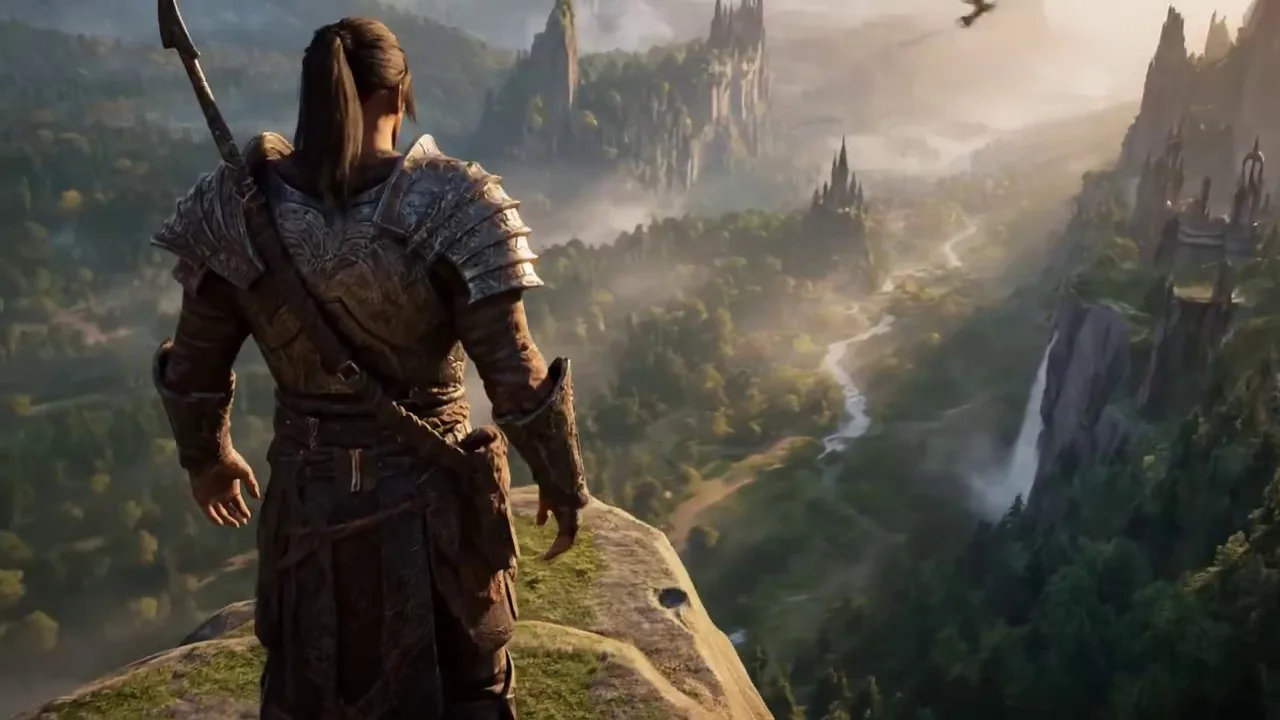 A classic crane shot rises from behind a warrior’s back