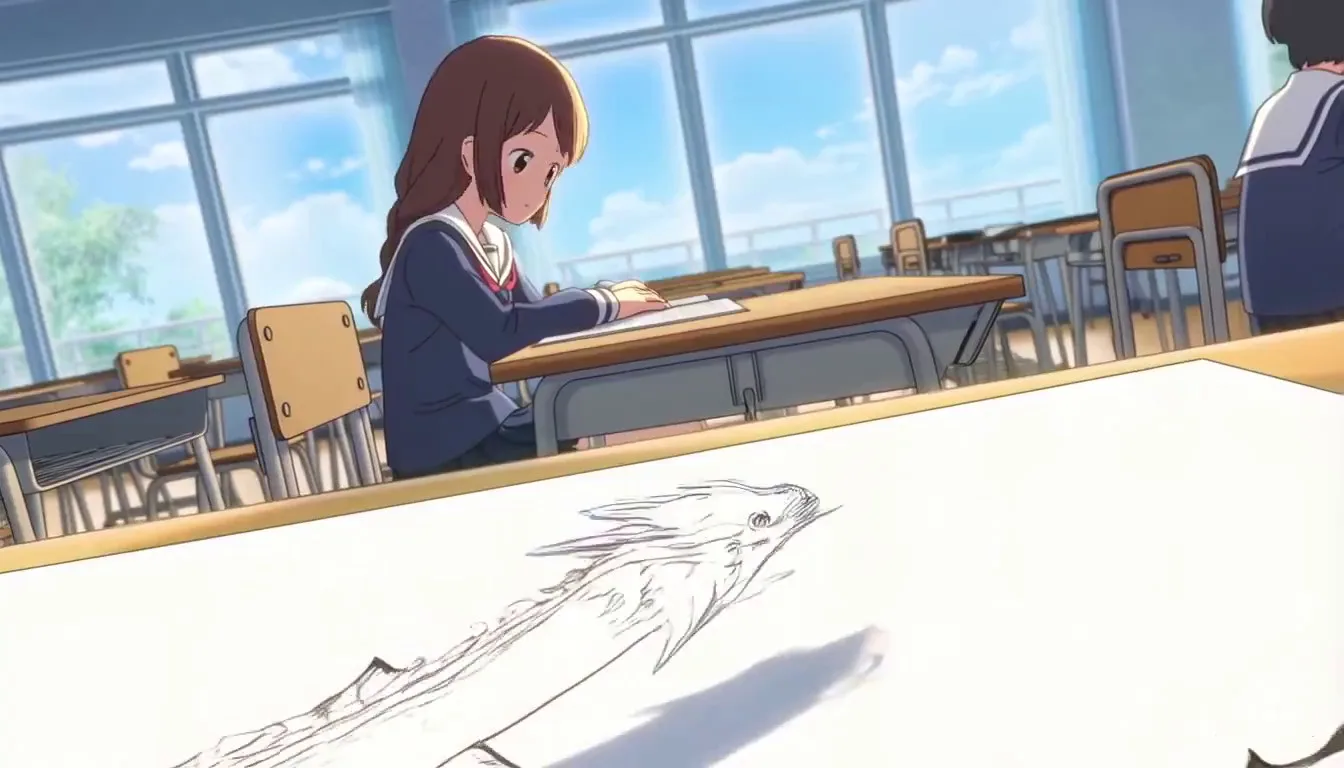 Drawing A Fantastical Creature On Desk